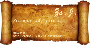 Zsingor Jácinta névjegykártya